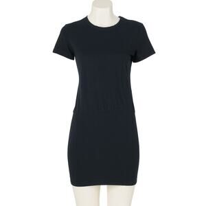 James Perse Dress Womens 2 Medium Black Stretch Blouson Cotton Minimalist $225